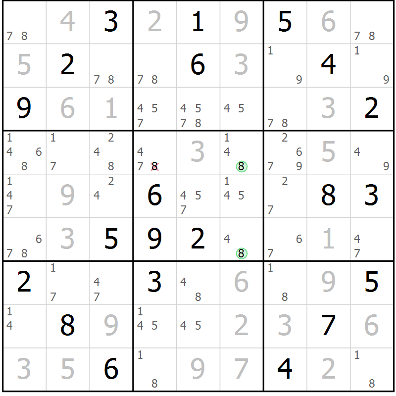 Position des candidats pour la solution de la Gr 80 page 83 du magazine de sudoku Maestro n° 097