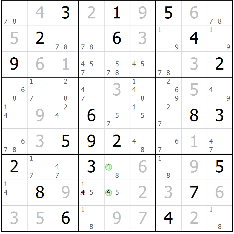 Position des candidats pour la solution de la Gr 80 page 83 du magazine de sudoku Maestro n° 097