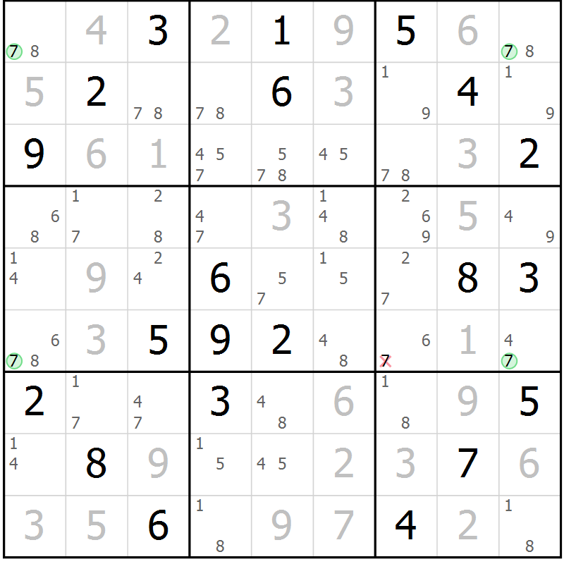 Position des candidats pour la solution de la Gr 80 page 83 du magazine de sudoku Maestro n° 097