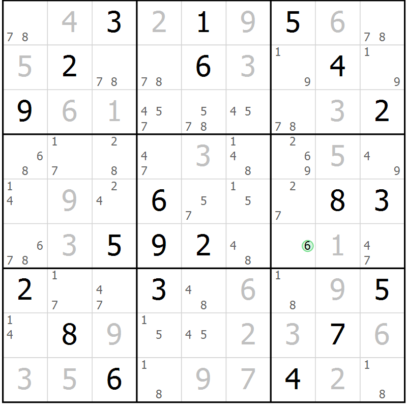 Position des candidats pour la solution de la Gr 80 page 83 du magazine de sudoku Maestro n° 097