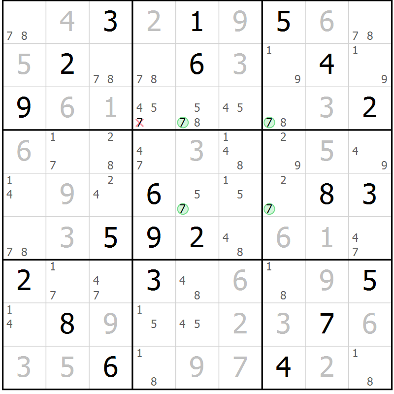Position des candidats pour la solution de la Gr 80 page 83 du magazine de sudoku Maestro n° 097