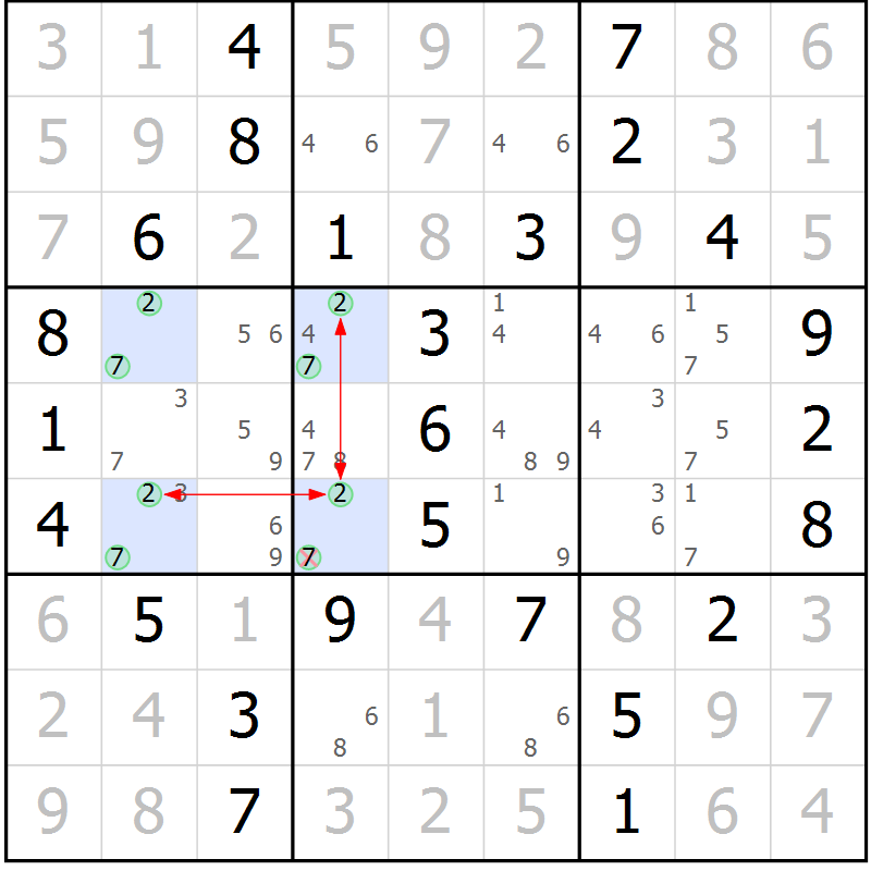 Position des candidats pour la solution de la Gr 1 page 4 du magazine de sudoku Maestro n° 099