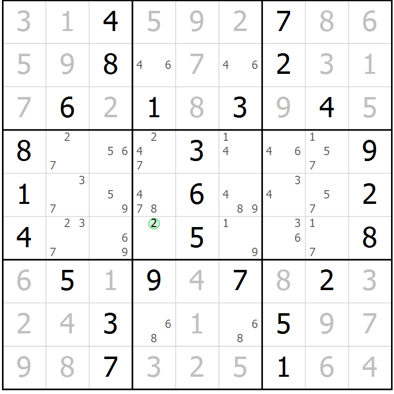 Position des candidats pour la solution de la Gr 1 page 4 du magazine de sudoku Maestro n° 099
