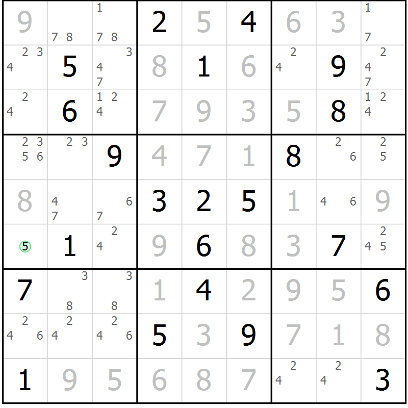 Position des candidats pour la solution de la Gr 10 page 13 du magazine de sudoku Maestro n° 099