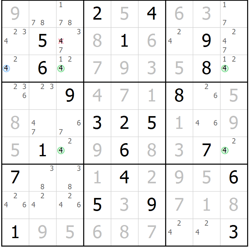 Position des candidats pour la solution de la Gr 10 page 13 du magazine de sudoku Maestro n° 099