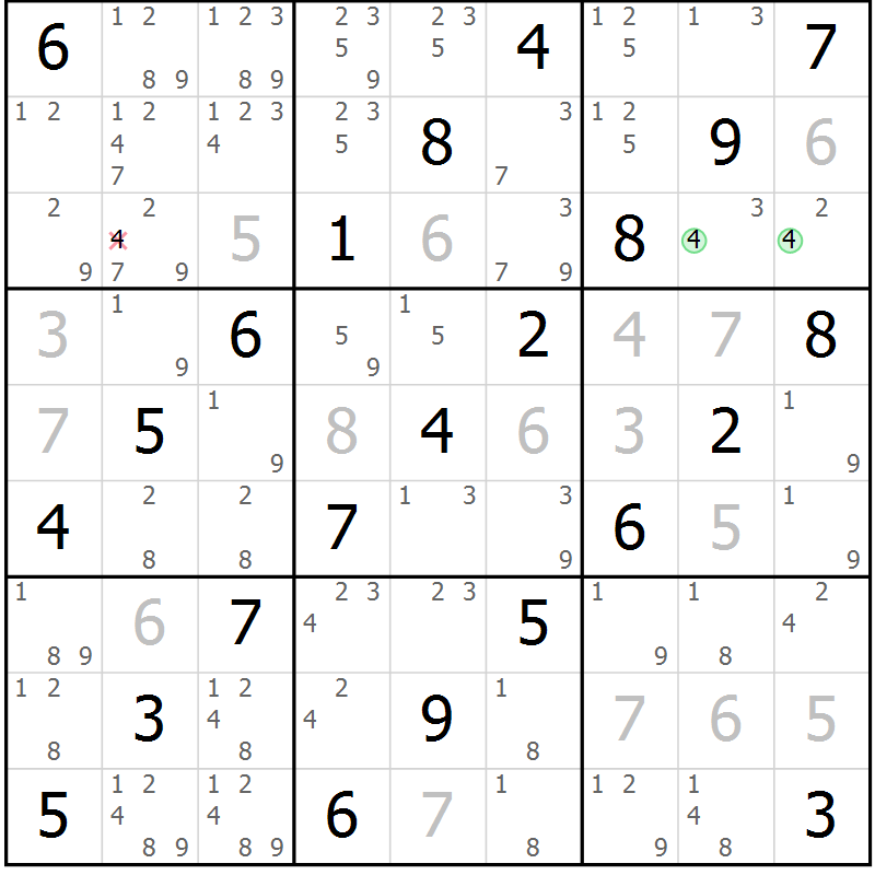 Position des candidats pour la solution de la Gr 11 page 14 du magazine de sudoku Maestro n° 099