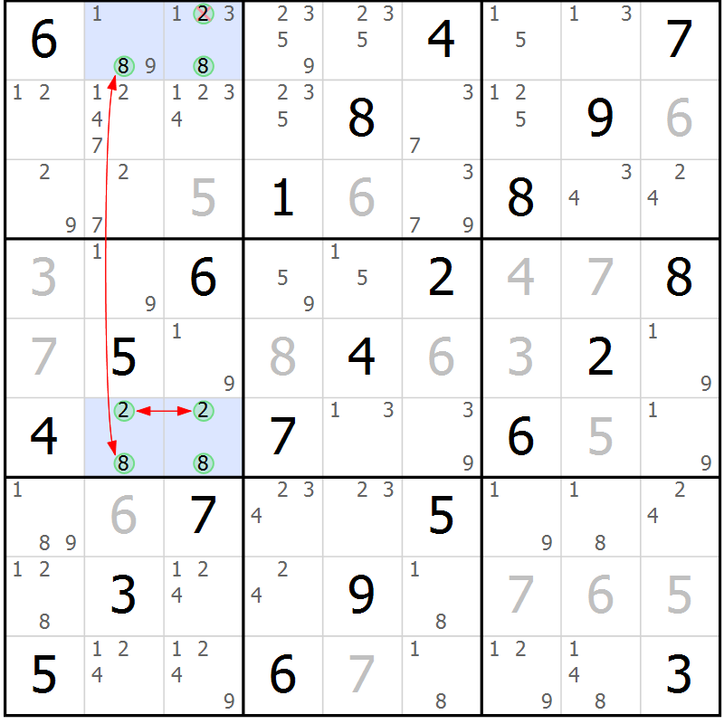 Position des candidats pour la solution de la Gr 11 page 14 du magazine de sudoku Maestro n° 099