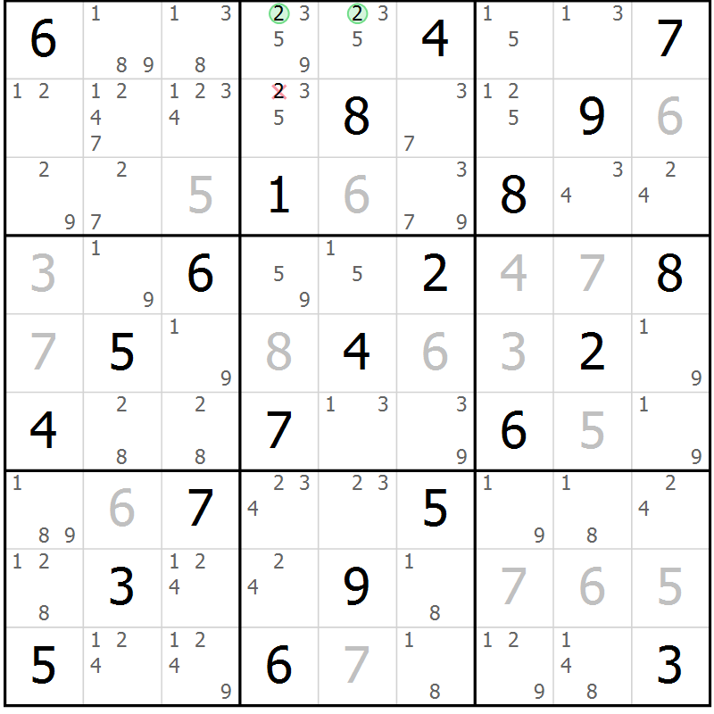 Position des candidats pour la solution de la Gr 11 page 14 du magazine de sudoku Maestro n° 099