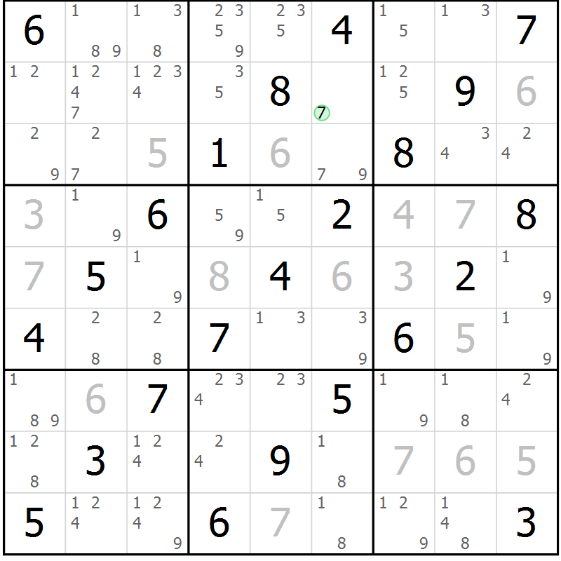 Position des candidats pour la solution de la Gr 11 page 14 du magazine de sudoku Maestro n° 099