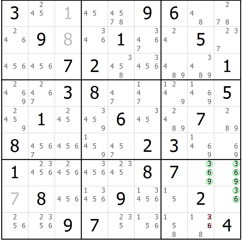 Position des candidats pour la solution de la Gr 12 page 15 du magazine de sudoku Maestro n° 099