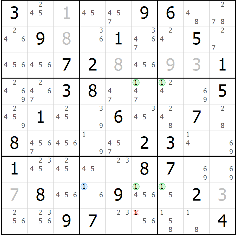 Position des candidats pour la solution de la Gr 12 page 15 du magazine de sudoku Maestro n° 099