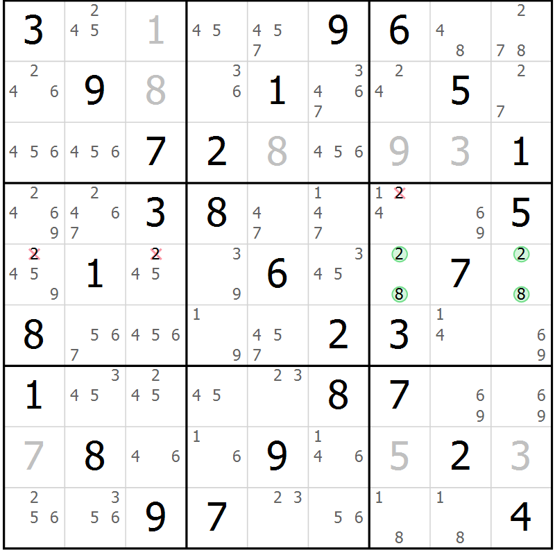Position des candidats pour la solution de la Gr 12 page 15 du magazine de sudoku Maestro n° 099