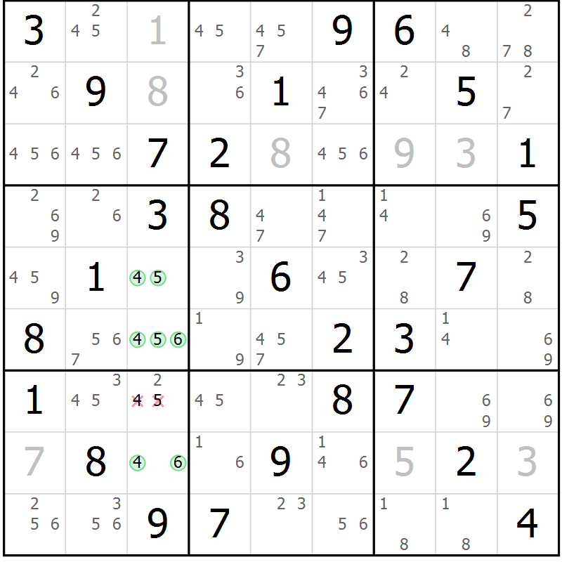 Position des candidats pour la solution de la Gr 12 page 15 du magazine de sudoku Maestro n° 099