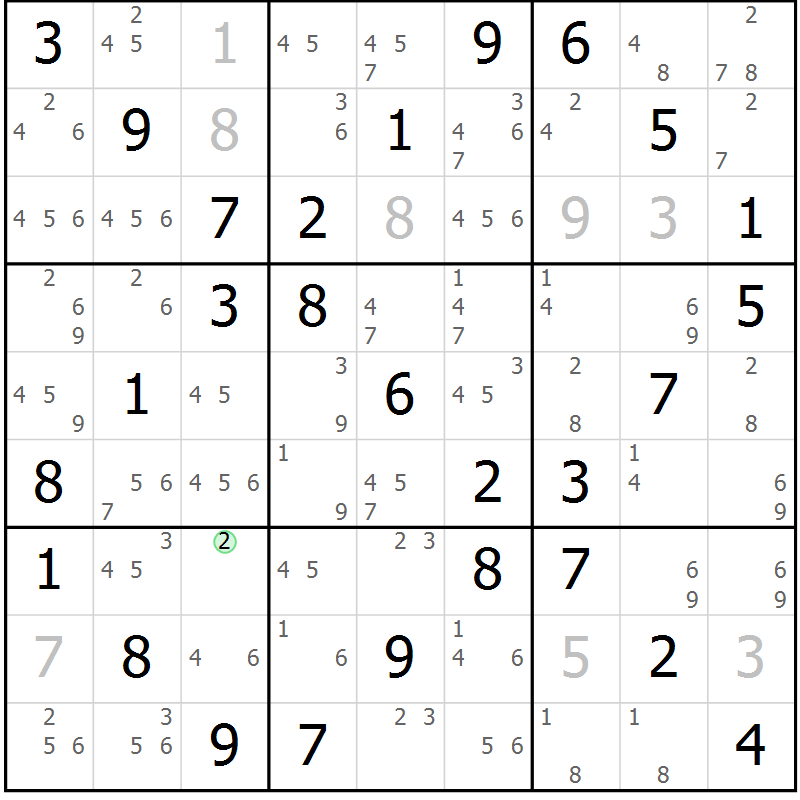 Position des candidats pour la solution de la Gr 12 page 15 du magazine de sudoku Maestro n° 099
