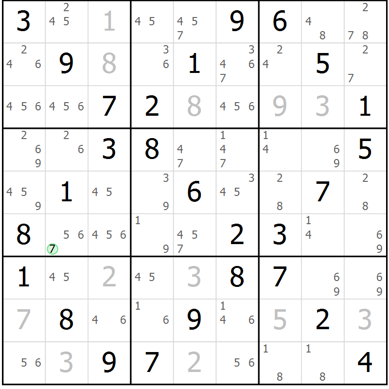 Position des candidats pour la solution de la Gr 12 page 15 du magazine de sudoku Maestro n° 099
