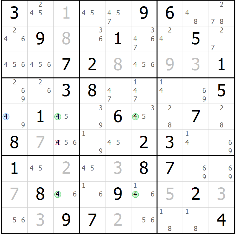 Position des candidats pour la solution de la Gr 12 page 15 du magazine de sudoku Maestro n° 099