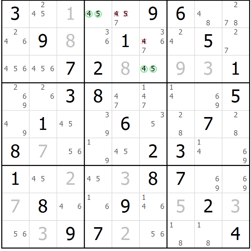 Position des candidats pour la solution de la Gr 12 page 15 du magazine de sudoku Maestro n° 099