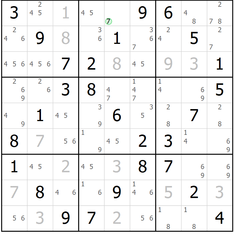 Position des candidats pour la solution de la Gr 12 page 15 du magazine de sudoku Maestro n° 099