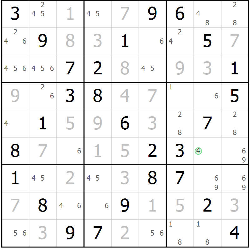 Position des candidats pour la solution de la Gr 12 page 15 du magazine de sudoku Maestro n° 099