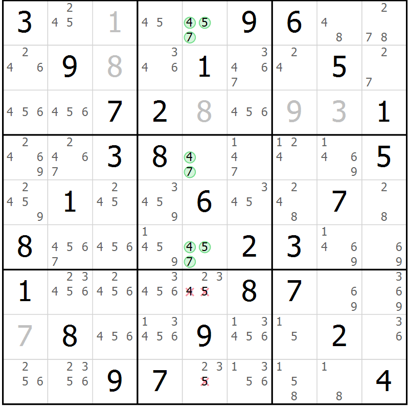 Position des candidats pour la solution de la Gr 12 page 15 du magazine de sudoku Maestro n° 099