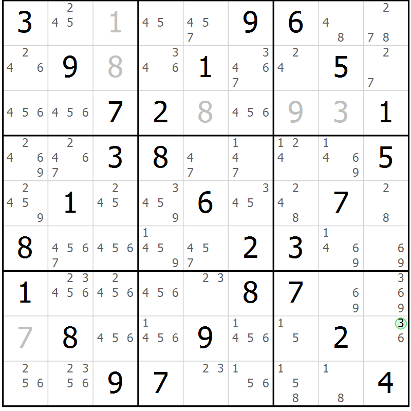 Position des candidats pour la solution de la Gr 12 page 15 du magazine de sudoku Maestro n° 099
