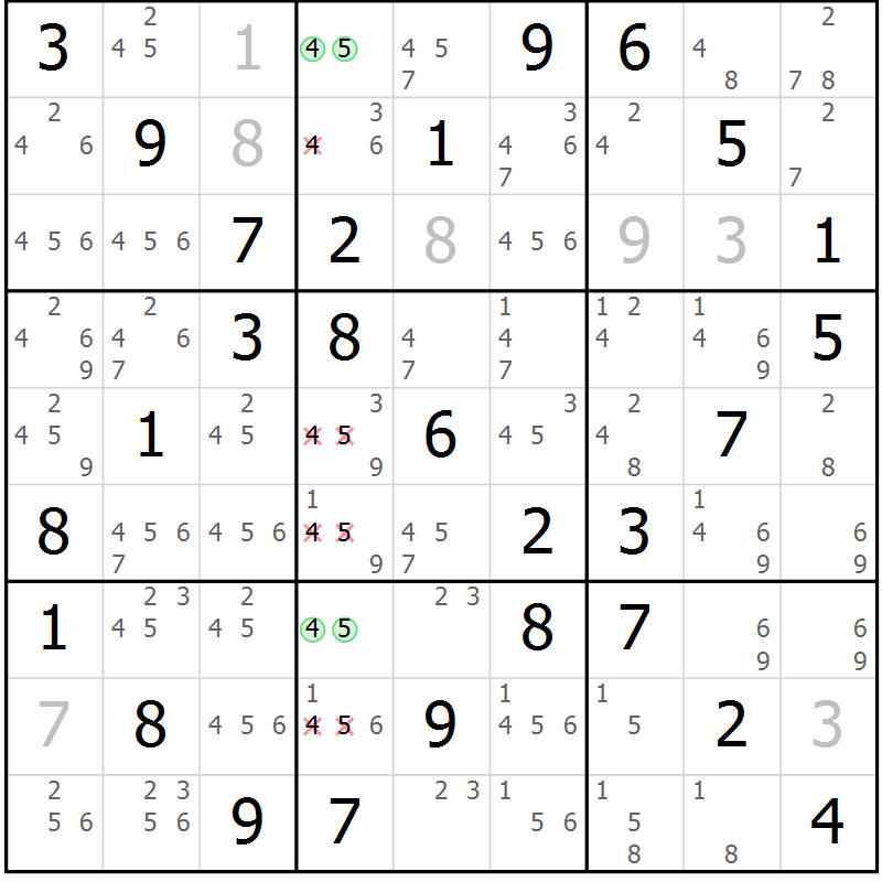 Position des candidats pour la solution de la Gr 12 page 15 du magazine de sudoku Maestro n° 099