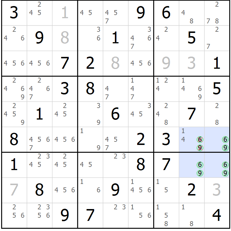 Position des candidats pour la solution de la Gr 12 page 15 du magazine de sudoku Maestro n° 099