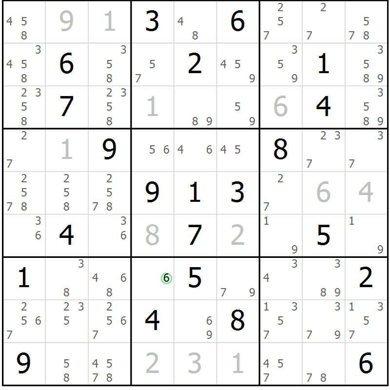 Position des candidats pour la solution de la Gr 13 page 16 du magazine de sudoku Maestro n° 099