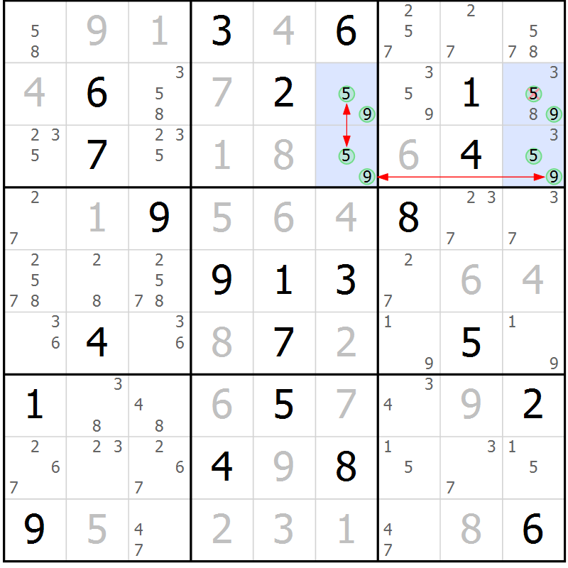 Position des candidats pour la solution de la Gr 13 page 16 du magazine de sudoku Maestro n° 099