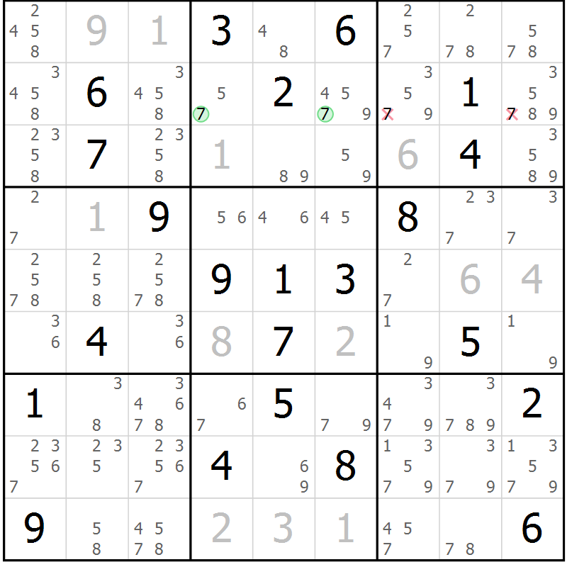 Position des candidats pour la solution de la Gr 13 page 16 du magazine de sudoku Maestro n° 099