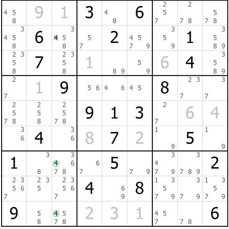 Position des candidats pour la solution de la Gr 13 page 16 du magazine de sudoku Maestro n° 099