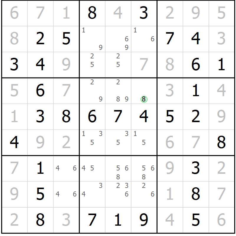 Position des candidats pour la solution de la Gr 14 page 17 du magazine de sudoku Maestro n° 099