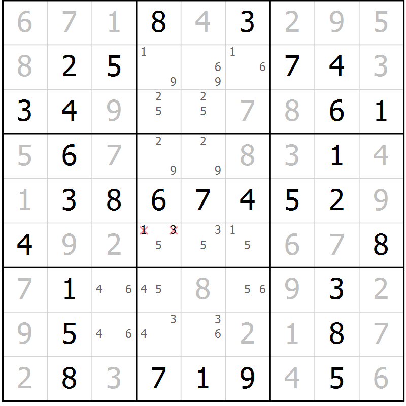 Position des candidats pour la solution de la Gr 14 page 17 du magazine de sudoku Maestro n° 099