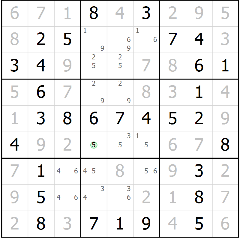 Position des candidats pour la solution de la Gr 14 page 17 du magazine de sudoku Maestro n° 099