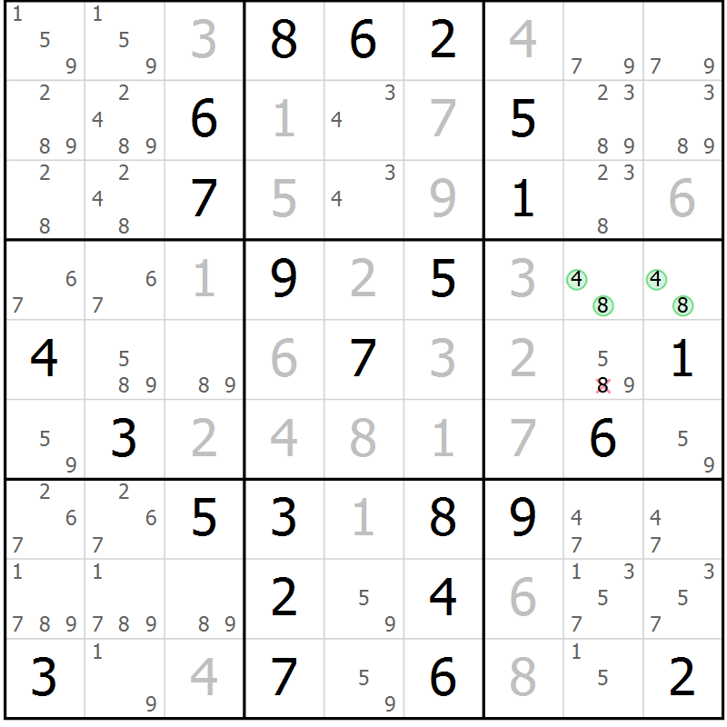 Position des candidats pour la solution de la Gr 17 page 20 du magazine de sudoku Maestro n° 099