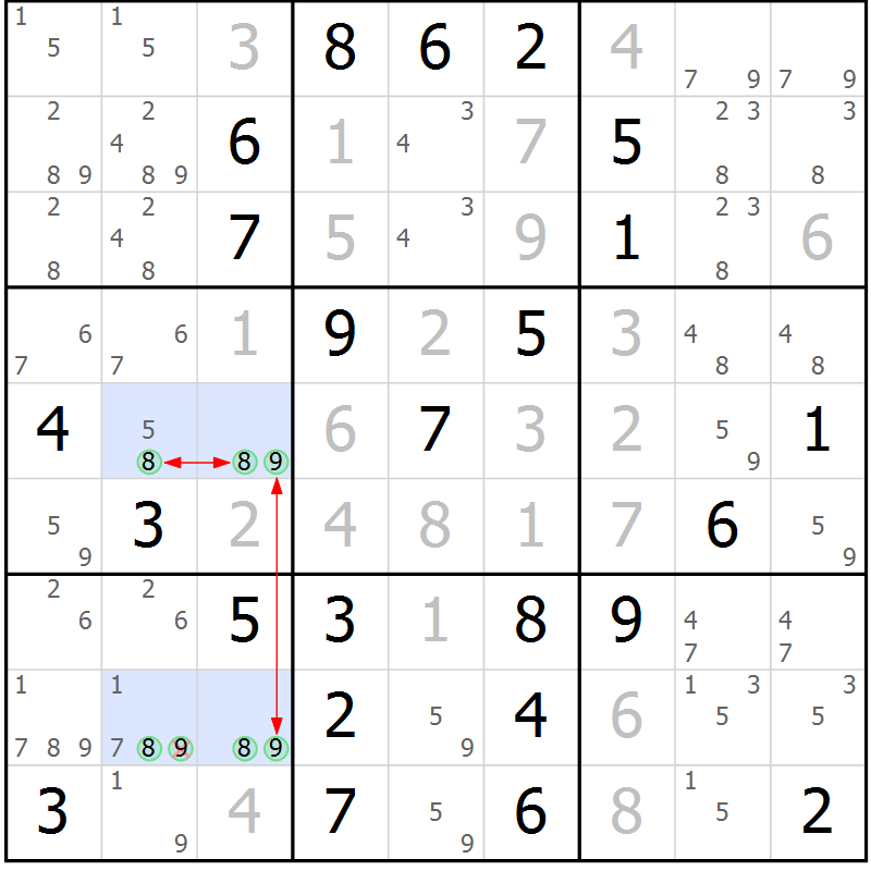 Position des candidats pour la solution de la Gr 17 page 20 du magazine de sudoku Maestro n° 099