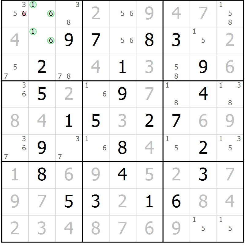 Position des candidats pour la solution de la Gr 20 page 23 du magazine de sudoku Maestro n° 099
