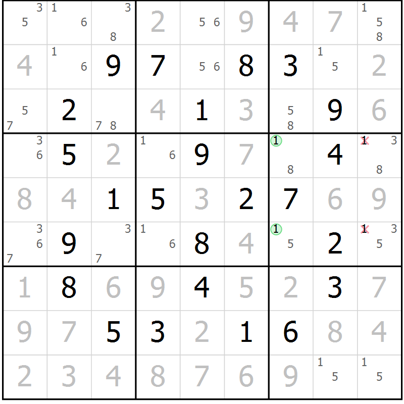 Position des candidats pour la solution de la Gr 20 page 23 du magazine de sudoku Maestro n° 099