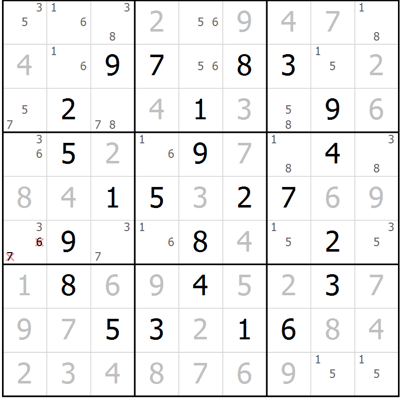 Position des candidats pour la solution de la Gr 20 page 23 du magazine de sudoku Maestro n° 099