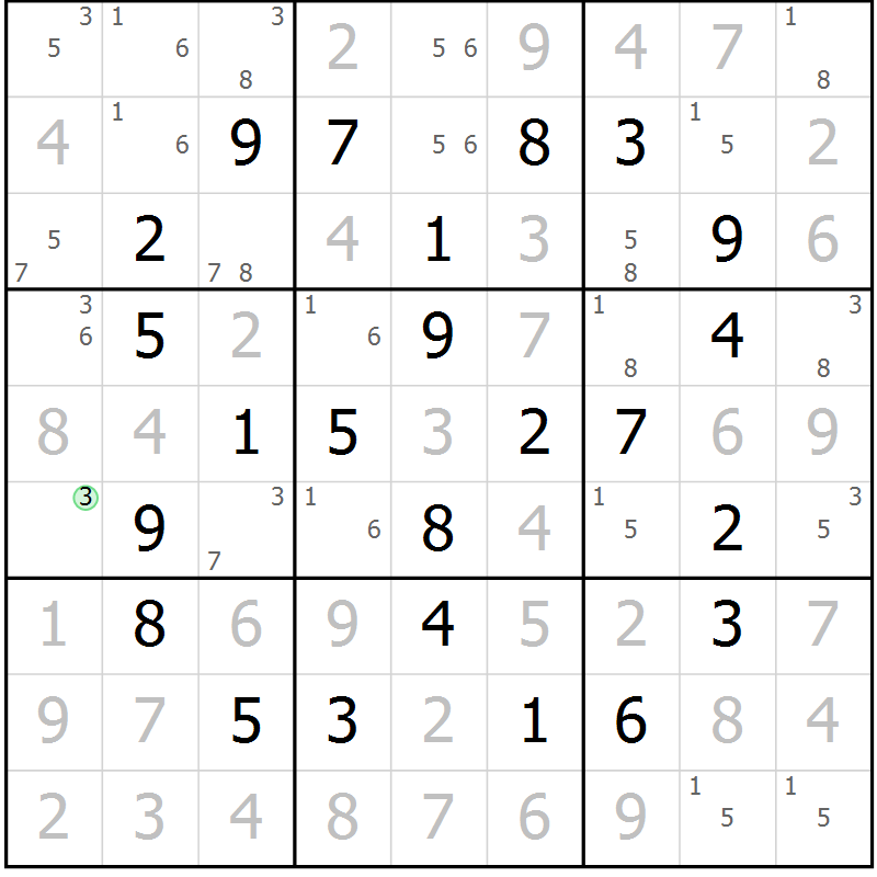 Position des candidats pour la solution de la Gr 20 page 23 du magazine de sudoku Maestro n° 099