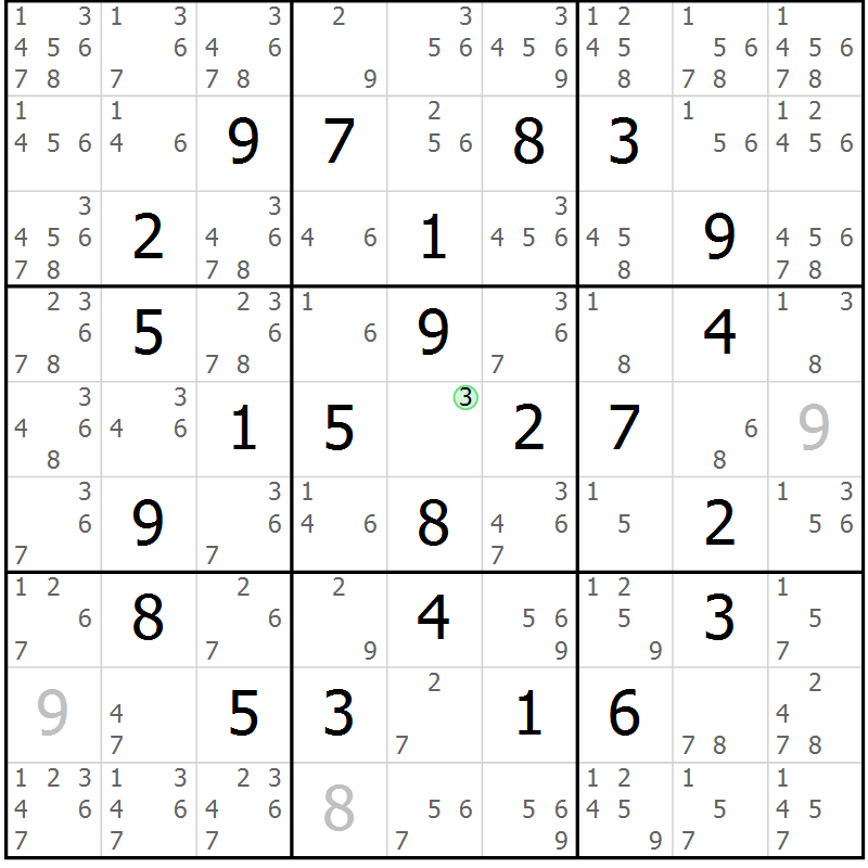 Position des candidats pour la solution de la Gr 20 page 23 du magazine de sudoku Maestro n° 099