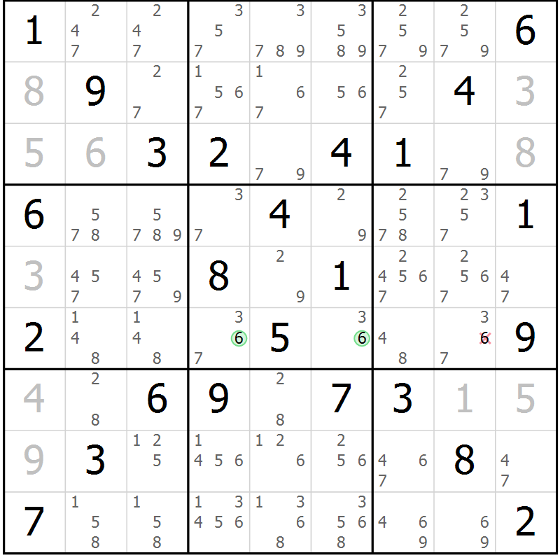 Position des candidats pour la solution de la Gr 21 page 24 du magazine de sudoku Maestro n° 099