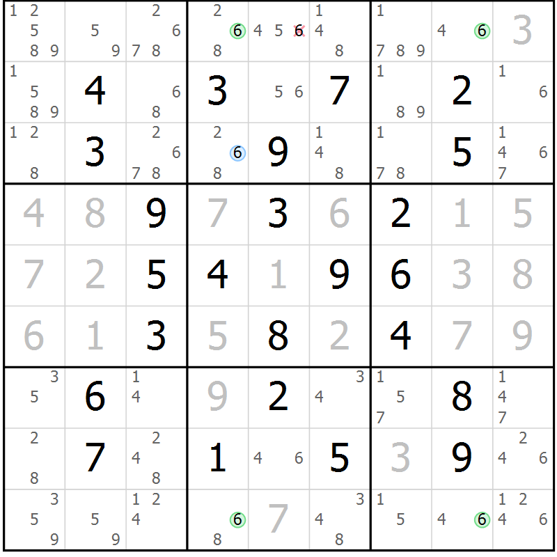 Position des candidats pour la solution de la Gr 22 page 25 du magazine de sudoku Maestro n° 099