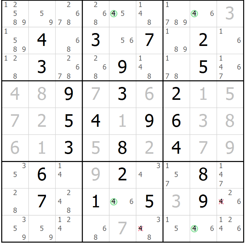 Position des candidats pour la solution de la Gr 22 page 25 du magazine de sudoku Maestro n° 099