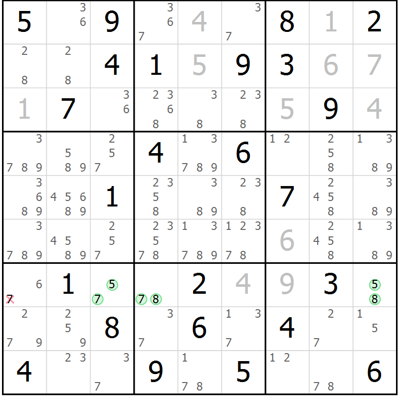 Position des candidats pour la solution de la Gr 23 page 26 du magazine de sudoku Maestro n° 099