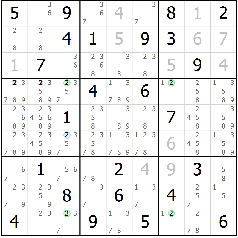Position des candidats pour la solution de la Gr 23 page 26 du magazine de sudoku Maestro n° 099
