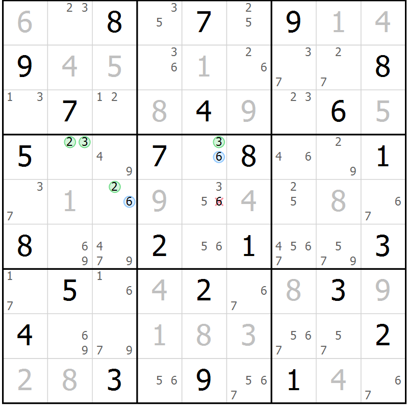 Position des candidats pour la solution de la Gr 24 page 27 du magazine de sudoku Maestro n° 099