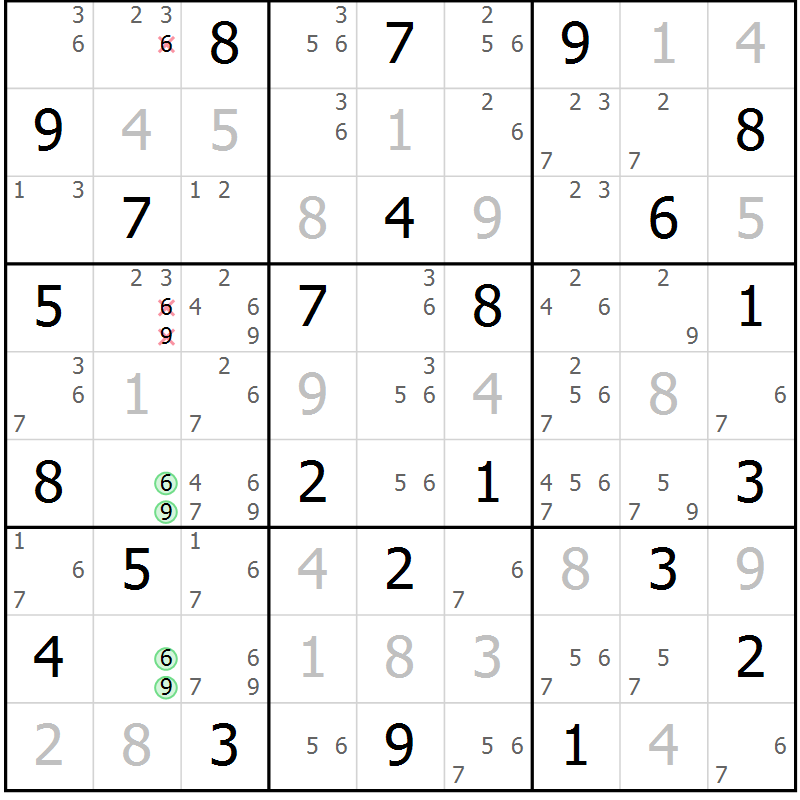 Position des candidats pour la solution de la Gr 24 page 27 du magazine de sudoku Maestro n° 099