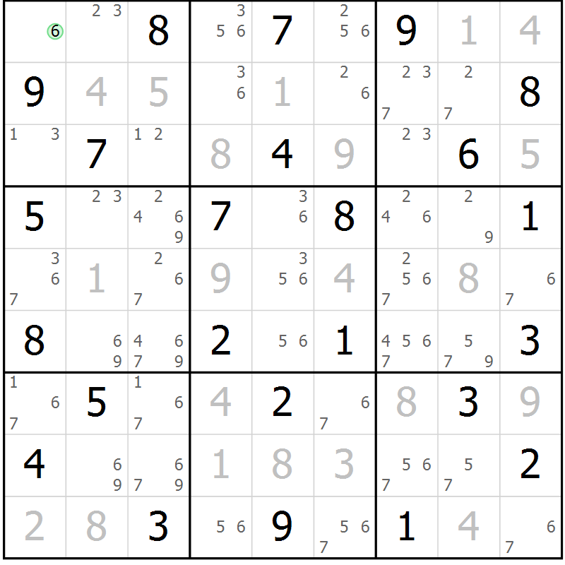 Position des candidats pour la solution de la Gr 24 page 27 du magazine de sudoku Maestro n° 099