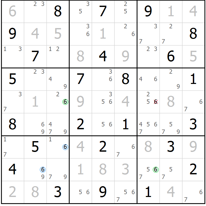 Position des candidats pour la solution de la Gr 24 page 27 du magazine de sudoku Maestro n° 099